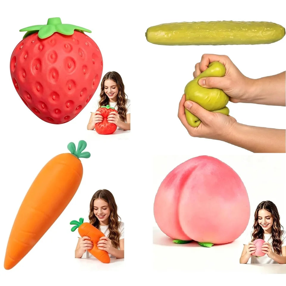 Soft Strawberry Banana Peach Fruit Squishy Toy Slow Rising Stress Relief for Kids Adult Squeeze Anti-Anxiety Sensory Fidget Toy